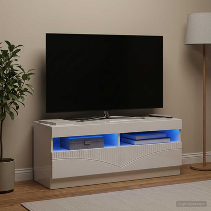 vidaXL LED TV Cabinet High Gloss White Engineered Wood
