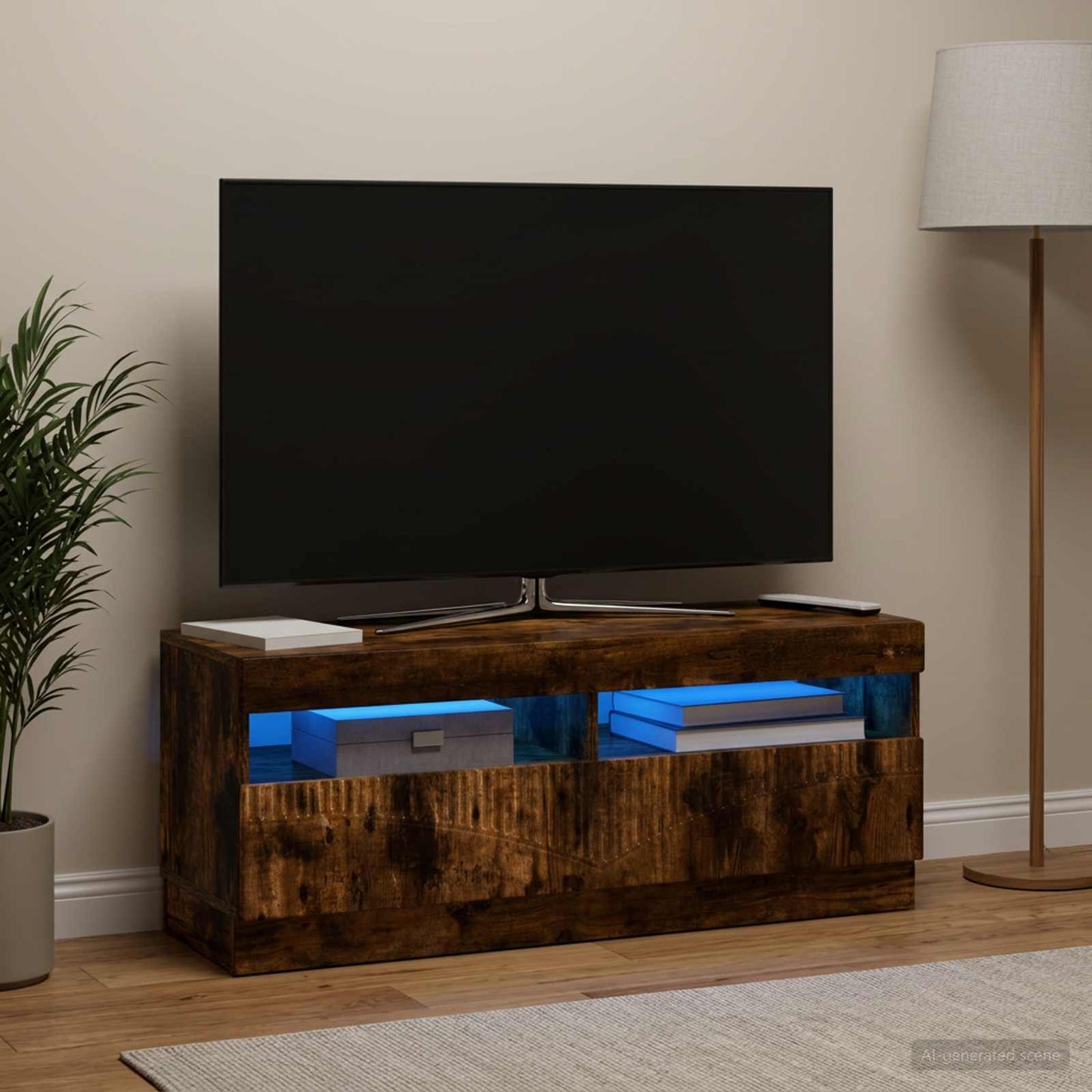 vidaXL LED TV Cabinet Smoked Oak Engineered Wood