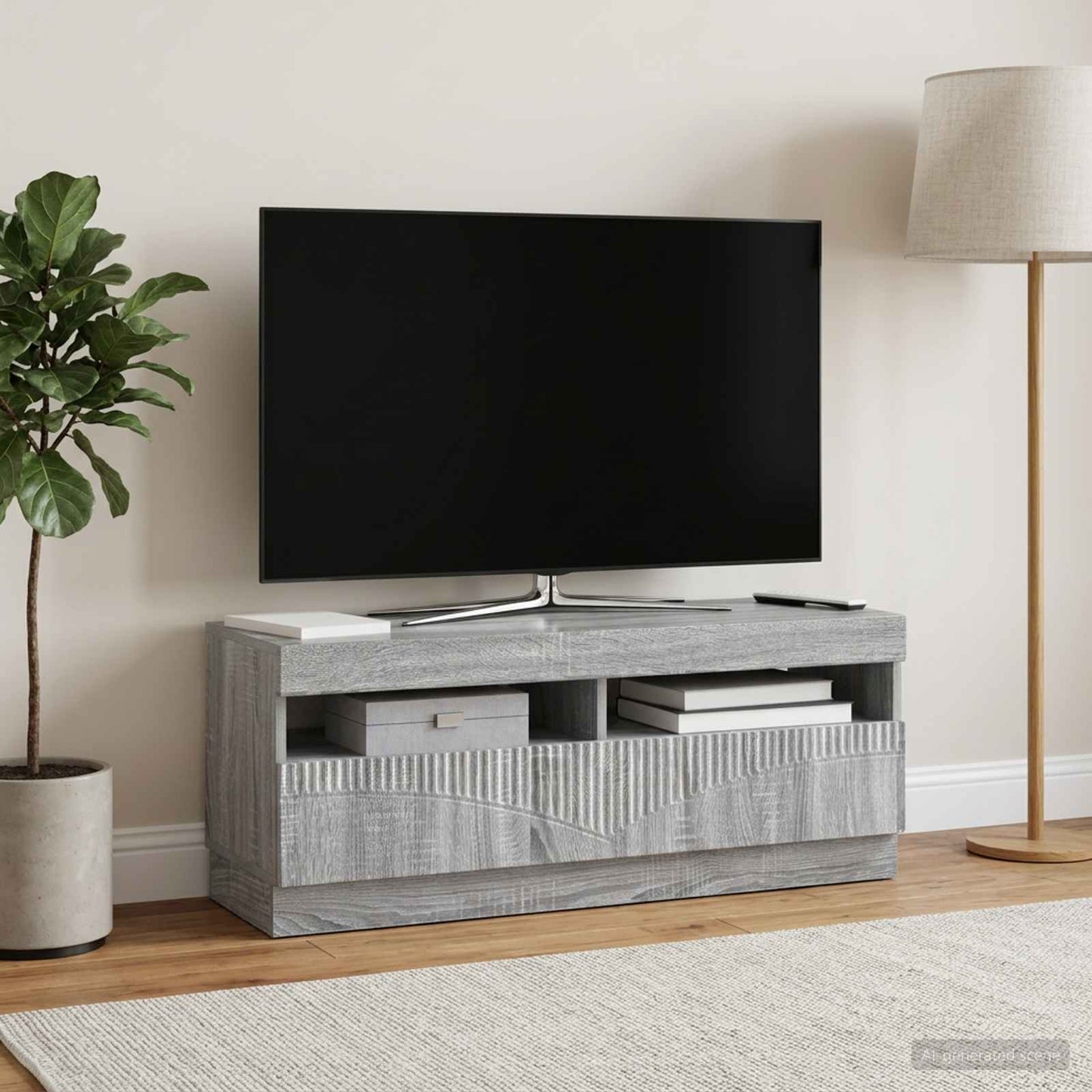 vidaXL LED TV Cabinet Grey Sonoma Engineered Wood