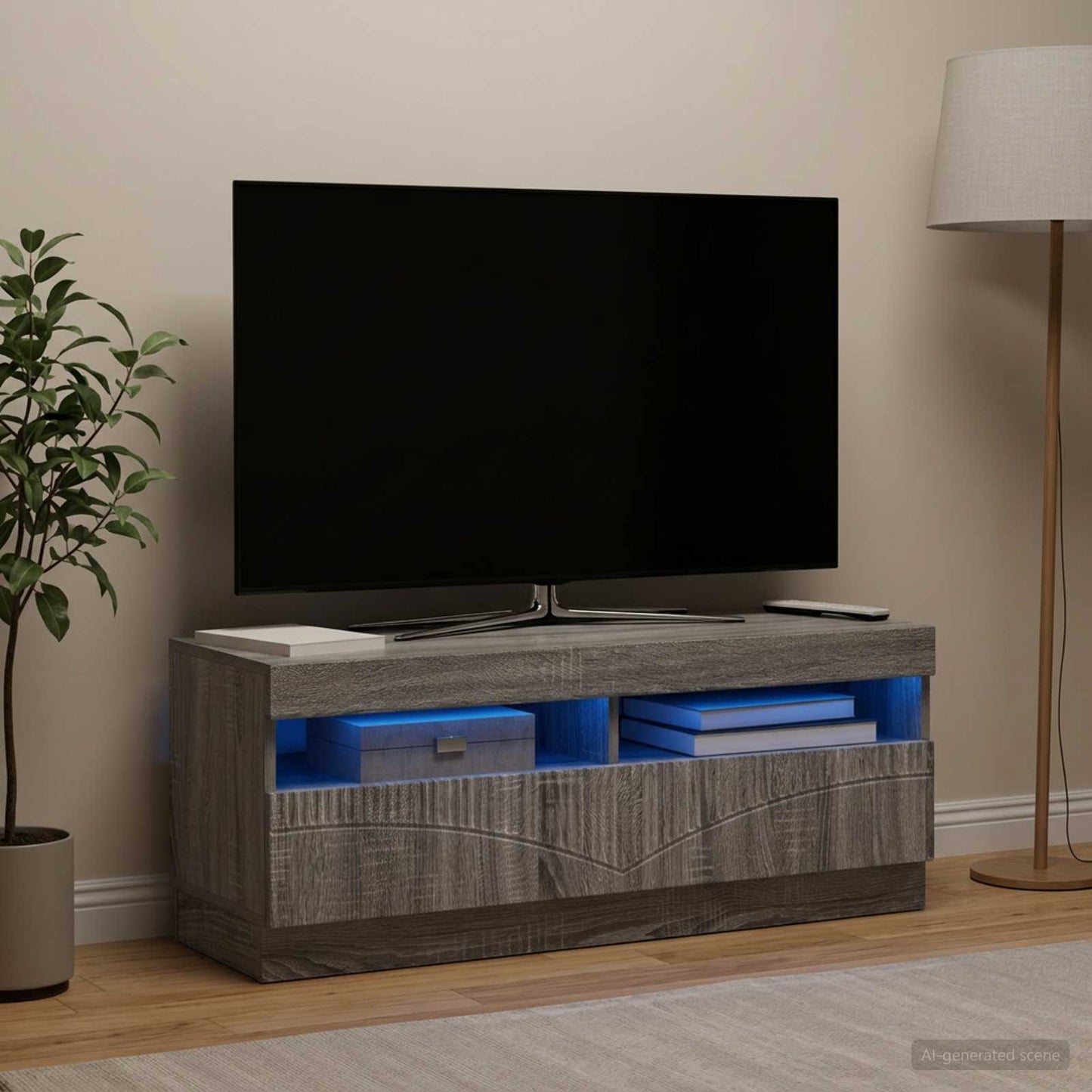 vidaXL LED TV Cabinet Grey Sonoma Engineered Wood