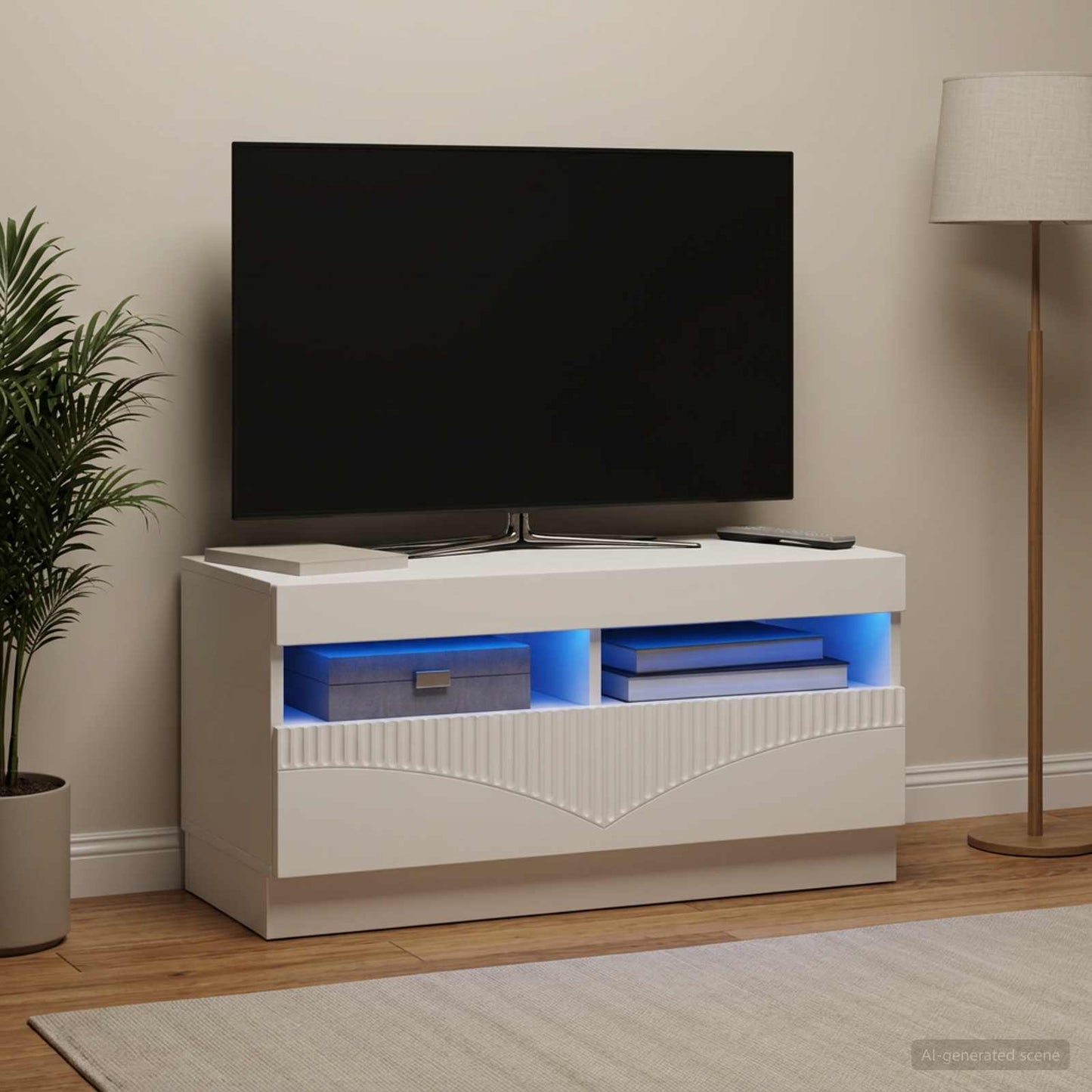 vidaXL LED TV Cabinet White Engineered Wood