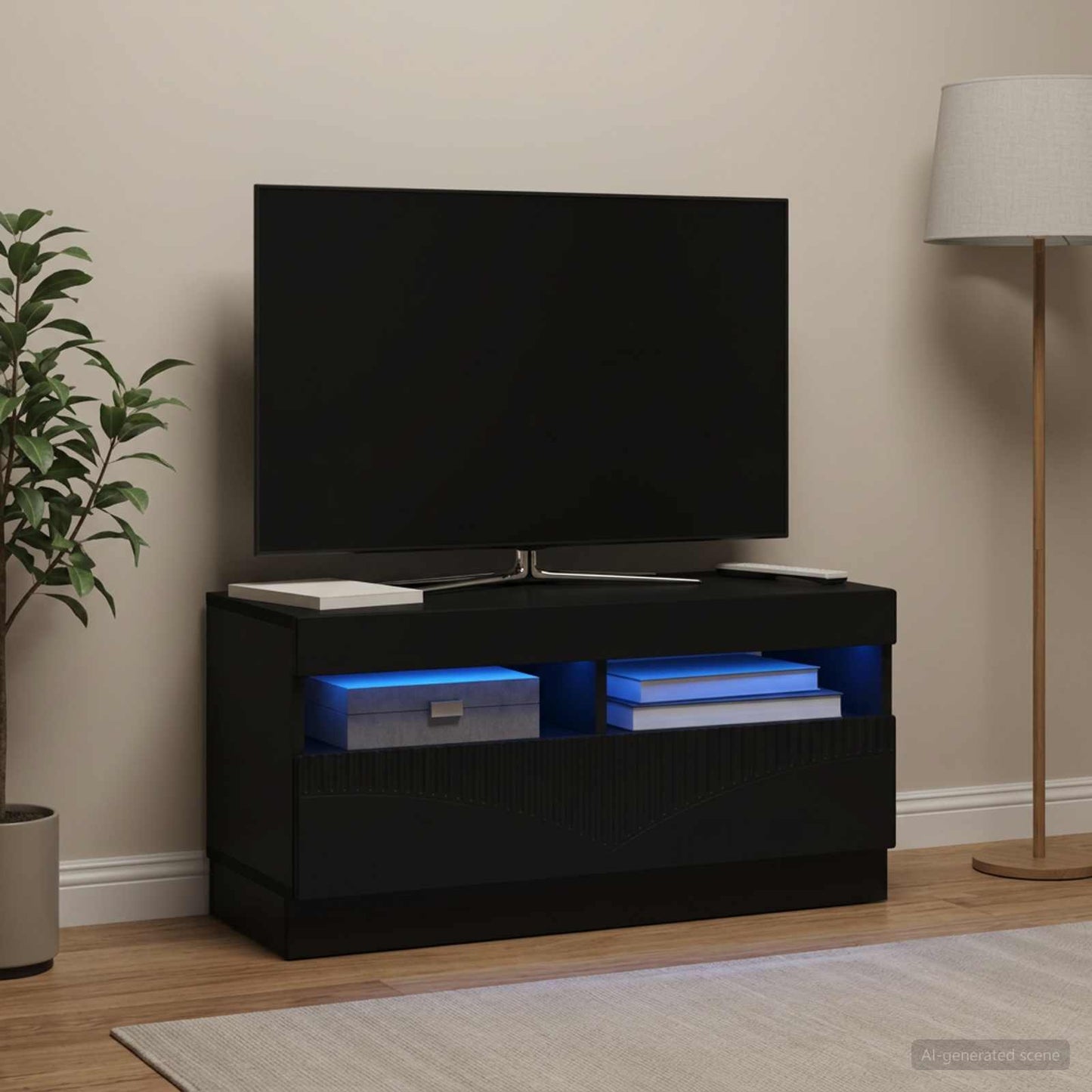 vidaXL LED TV Cabinet Black Engineered Wood