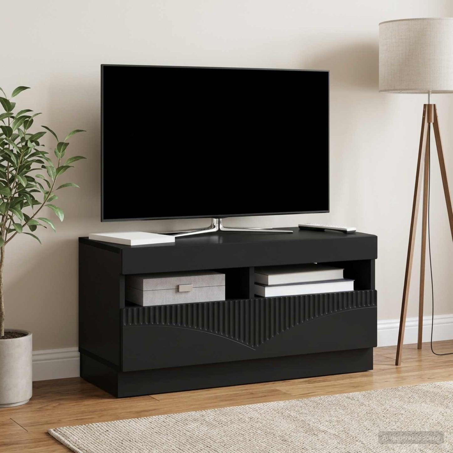 vidaXL LED TV Cabinet Black Engineered Wood