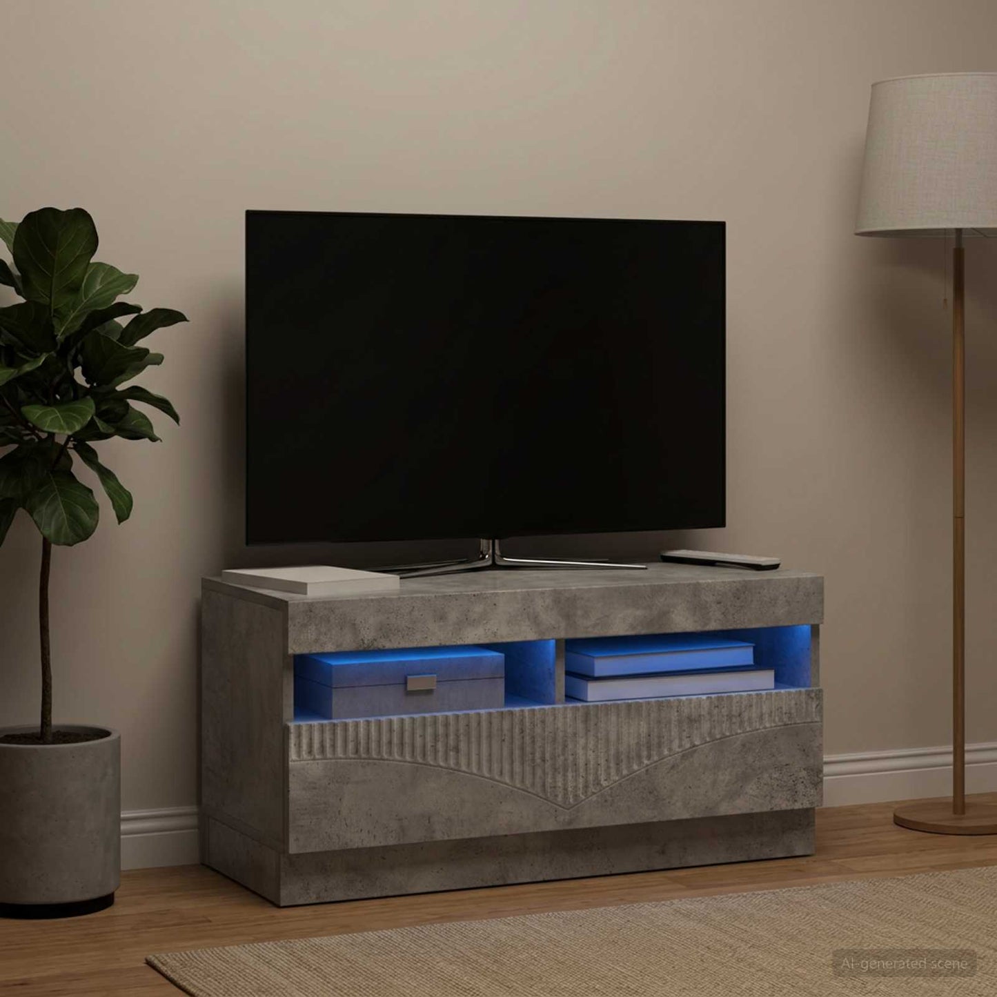 vidaXL LED TV Cabinet Concrete Grey Engineered Wood