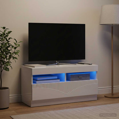 vidaXL LED TV Cabinet High Gloss White Engineered Wood