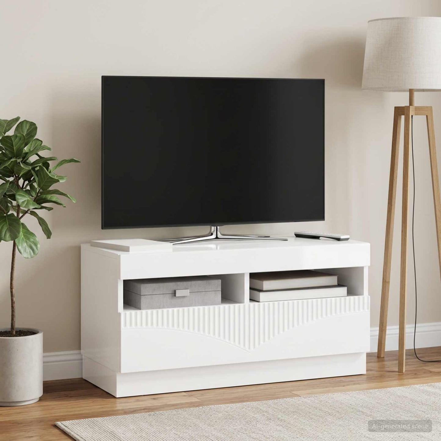 vidaXL LED TV Cabinet High Gloss White Engineered Wood