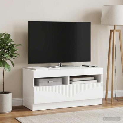 vidaXL LED TV Cabinet High Gloss White Engineered Wood