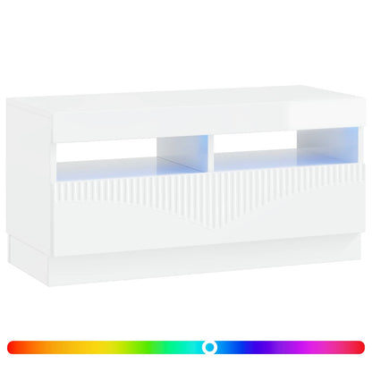 vidaXL LED TV Cabinet High Gloss White Engineered Wood