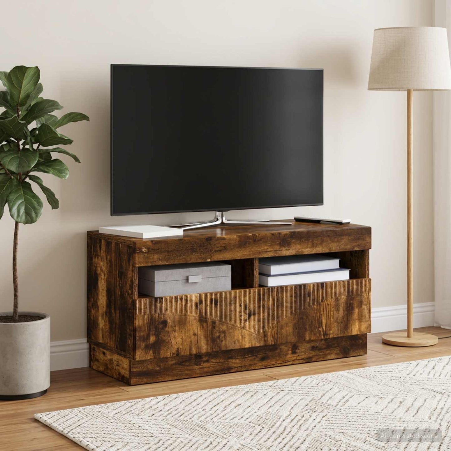vidaXL LED TV Cabinet Smoked Oak Engineered Wood