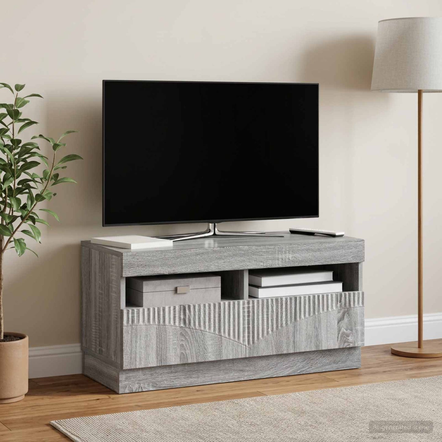 vidaXL LED TV Cabinet Grey Sonoma Engineered Wood