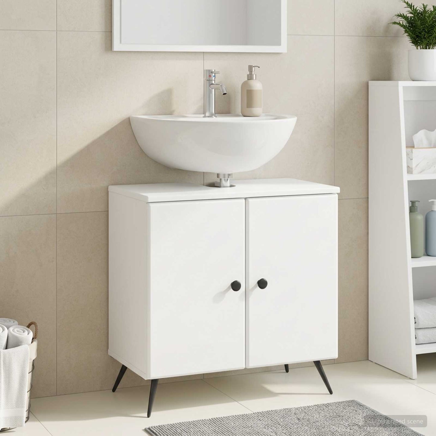 vidaXL Bathroom Sink Cabinet BREDA White 59.5 x 31.5x 59 cm