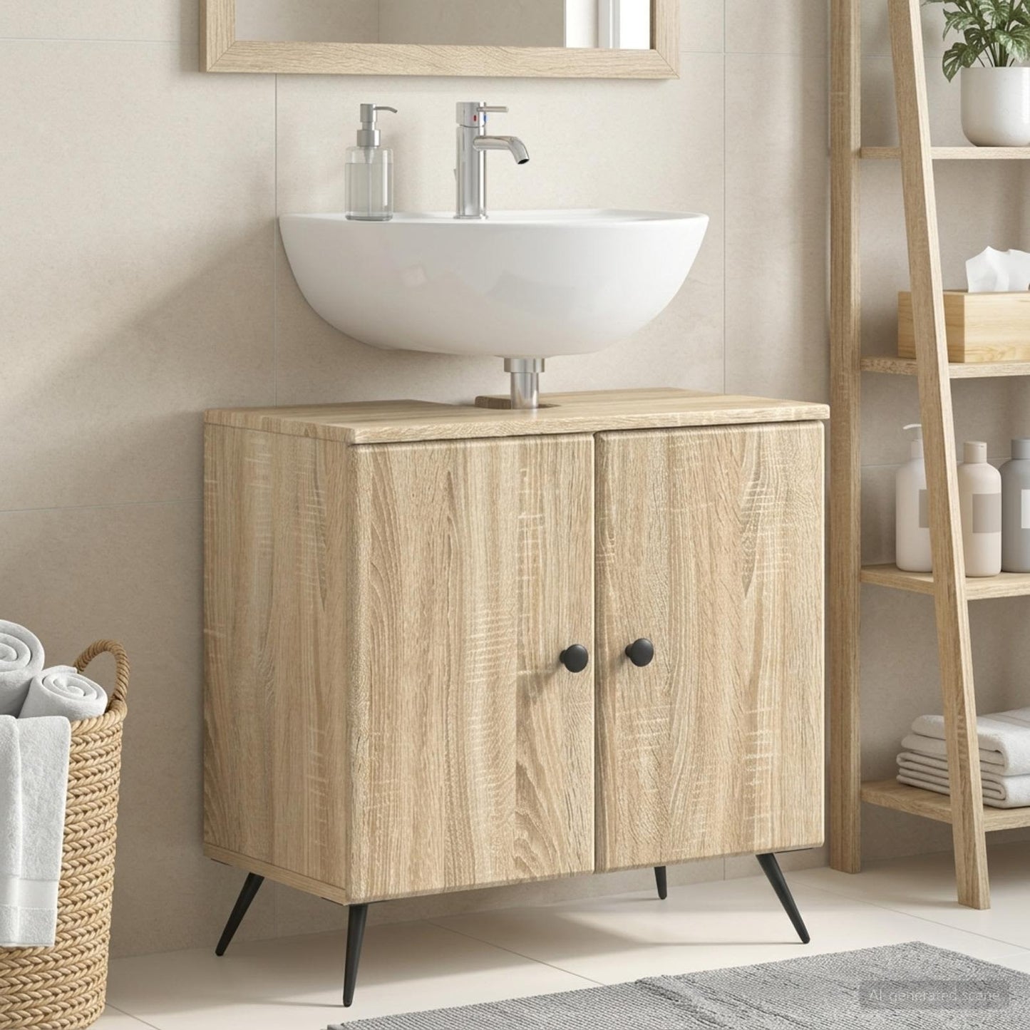 vidaXL Bathroom Sink Cabinet BREDA Sonoma Oak 59.5 x 31.5x 59 cm