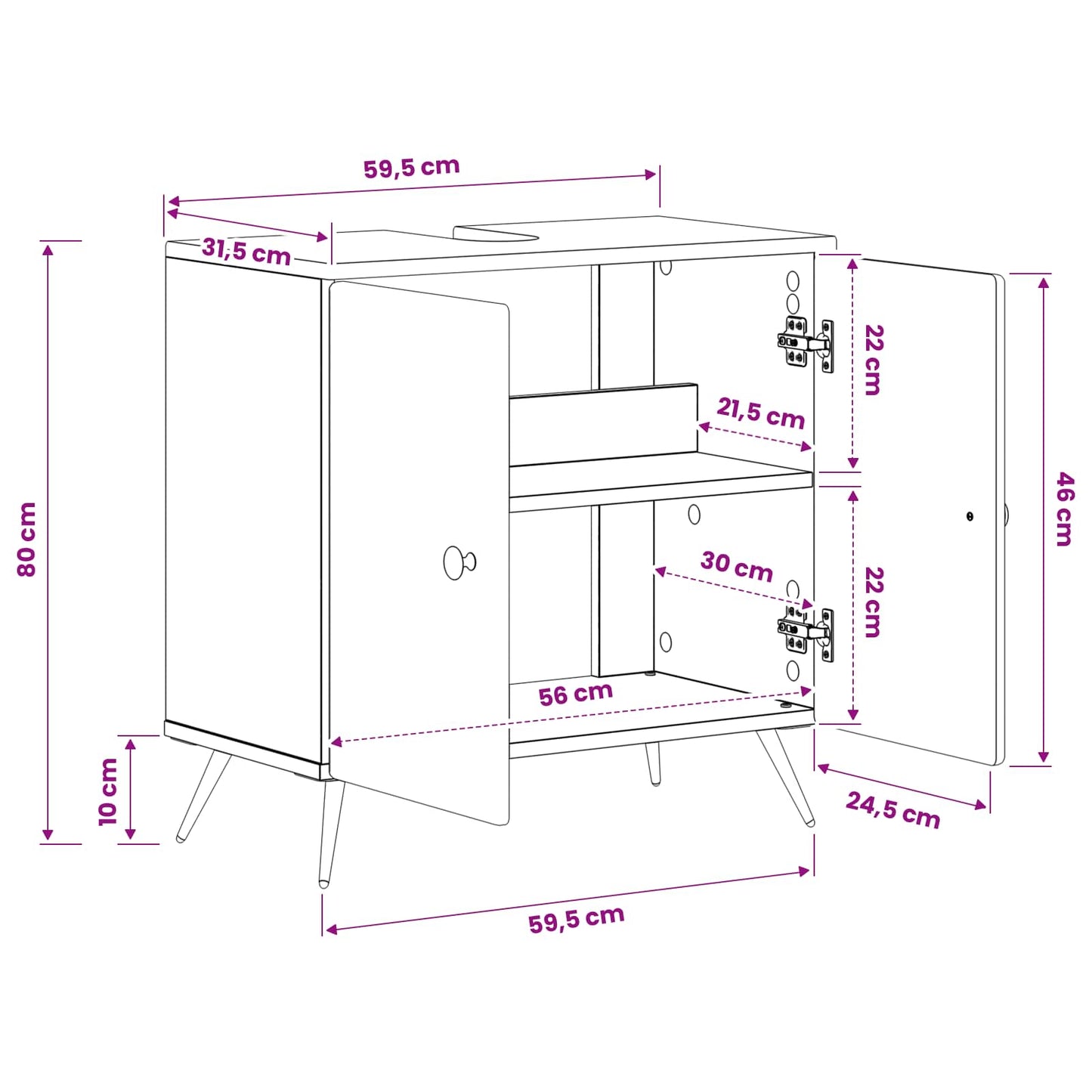 vidaXL Bathroom Sink Cabinet BREDA Concrete Grey 59.5 x 31.5x 59 cm