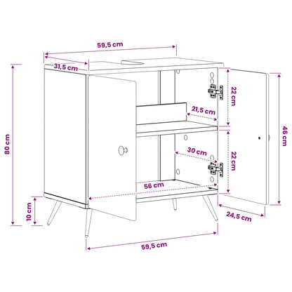 vidaXL Bathroom Sink Cabinet BREDA High Gloss White 59.5 x 31.5x 59 cm