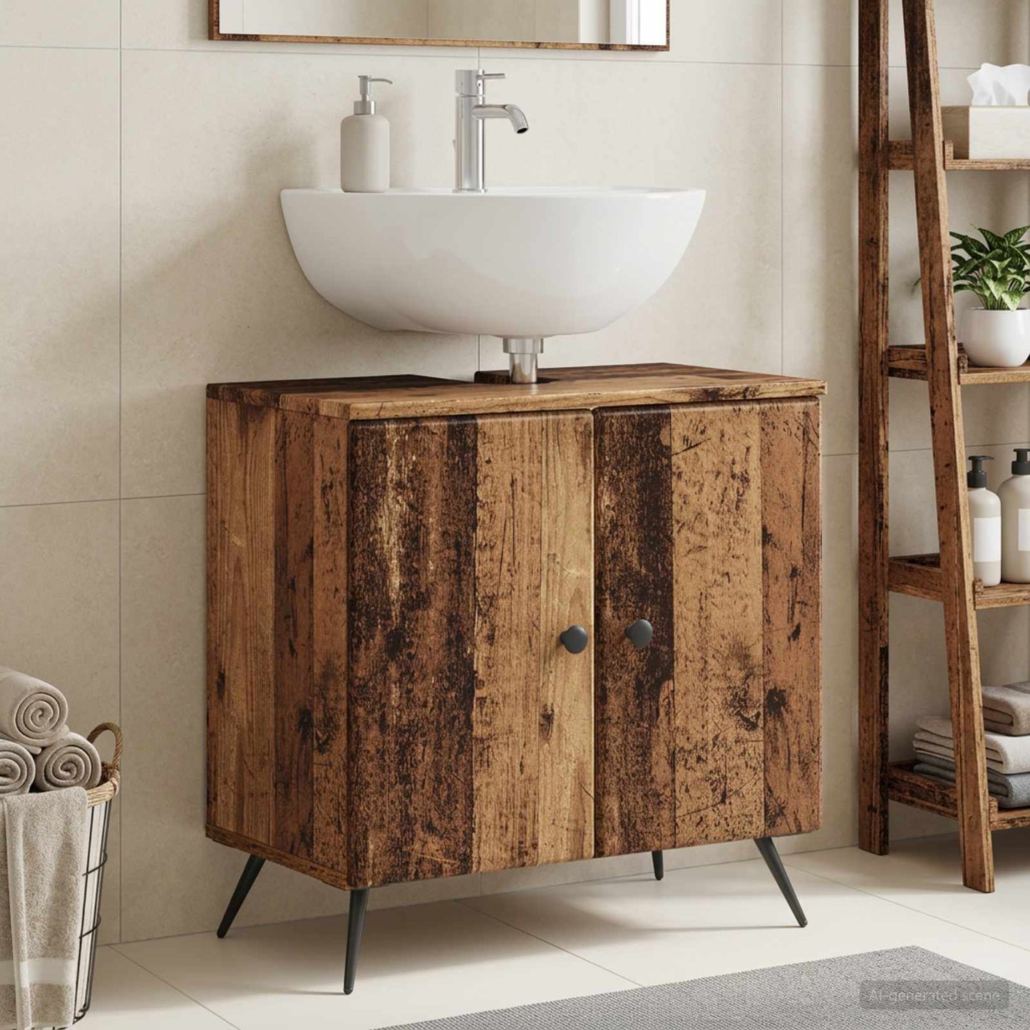 vidaXL Bathroom Sink Cabinet BREDA Old Wood 59.5 x 31.5x 59 cm