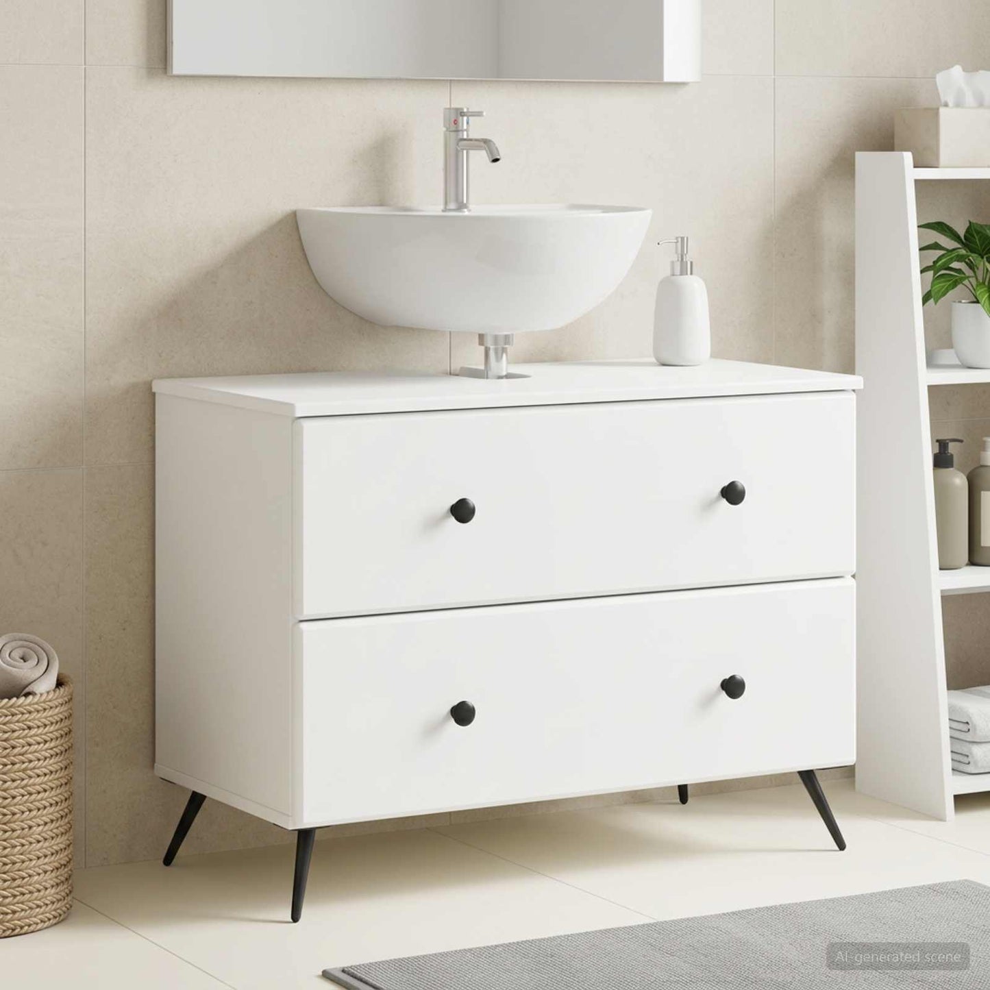 vidaXL Bathroom Sink Cabinet BREDA White 82 x 41x 59 cm