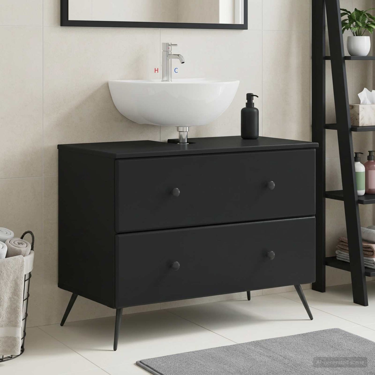 vidaXL Bathroom Sink Cabinet BREDA Black 82 x 41x 59 cm