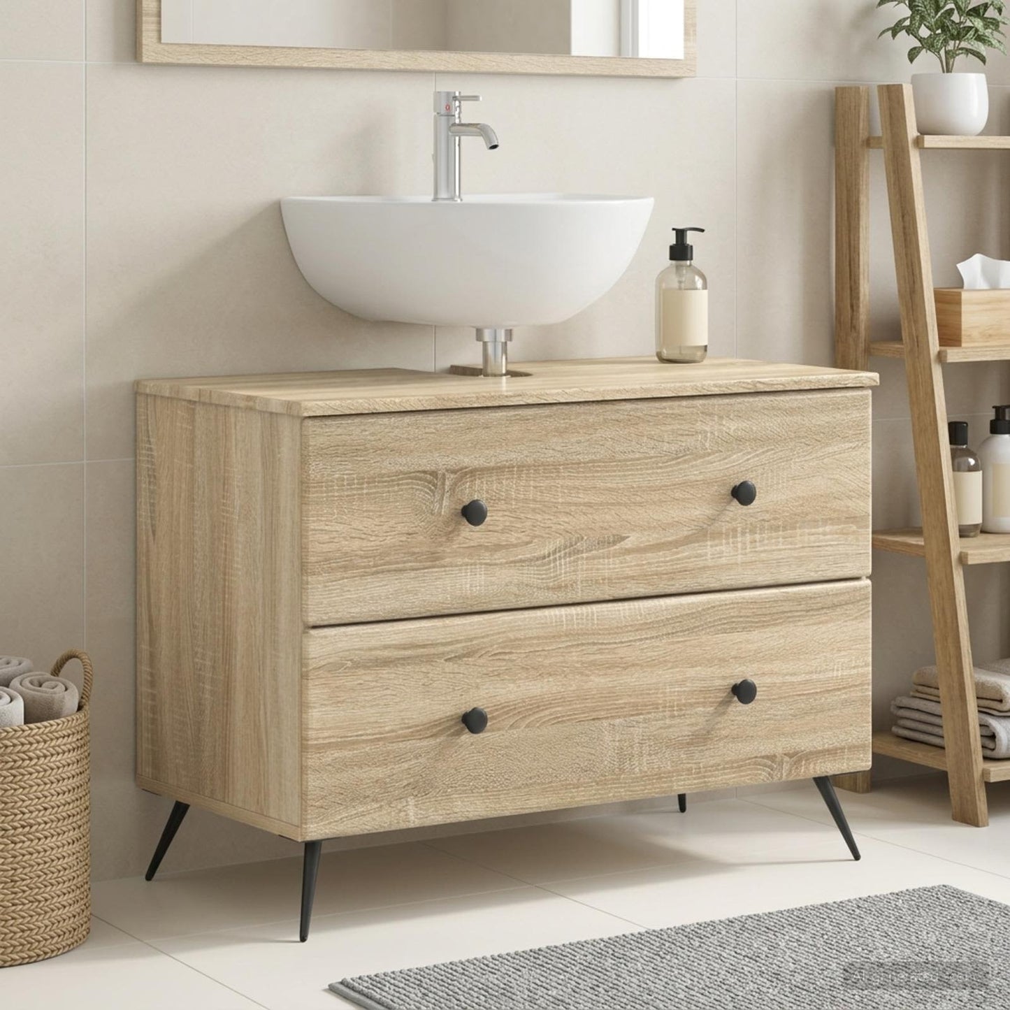 vidaXL Bathroom Sink Cabinet BREDA Sonoma Oak 82 x 41x 59 cm