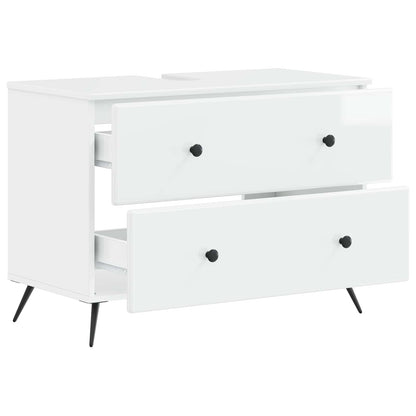 vidaXL Bathroom Sink Cabinet BREDA High Gloss White 82 x 41x 59 cm