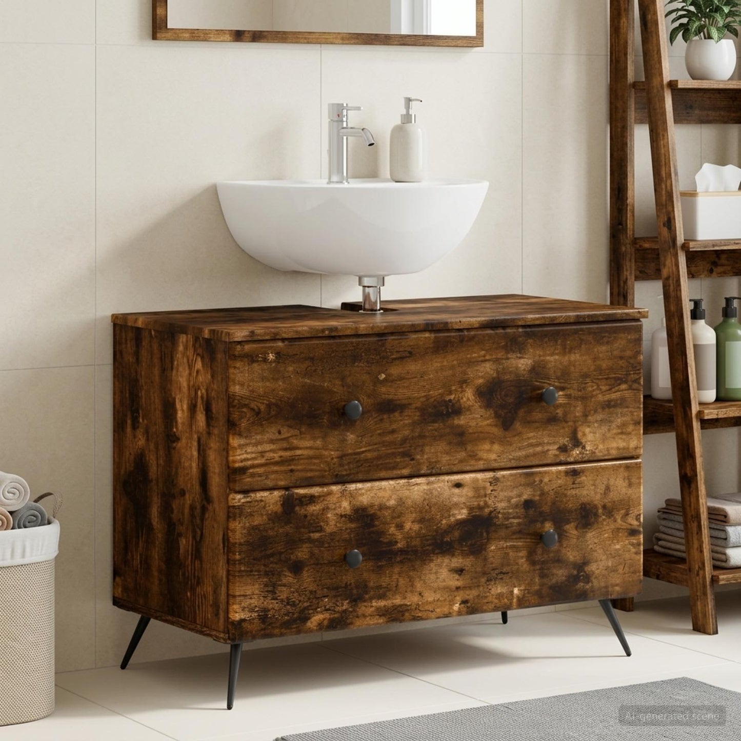vidaXL Bathroom Sink Cabinet BREDA Smoked Oak 82 x 41x 59 cm