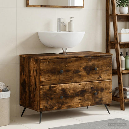 vidaXL Bathroom Sink Cabinet BREDA Smoked Oak 82 x 41x 59 cm