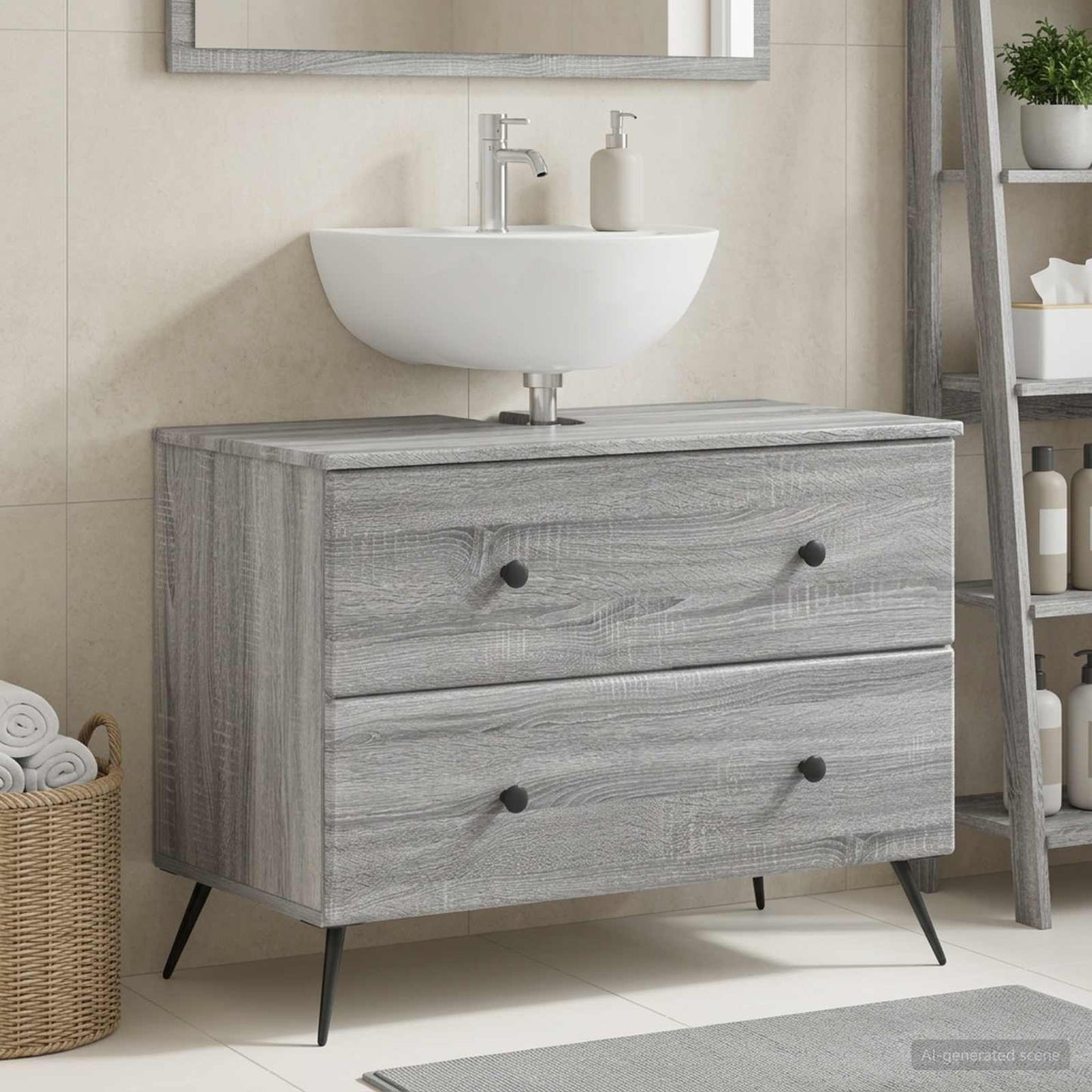 vidaXL Bathroom Sink Cabinet BREDA Grey Sonoma 82 x 41x 59 cm