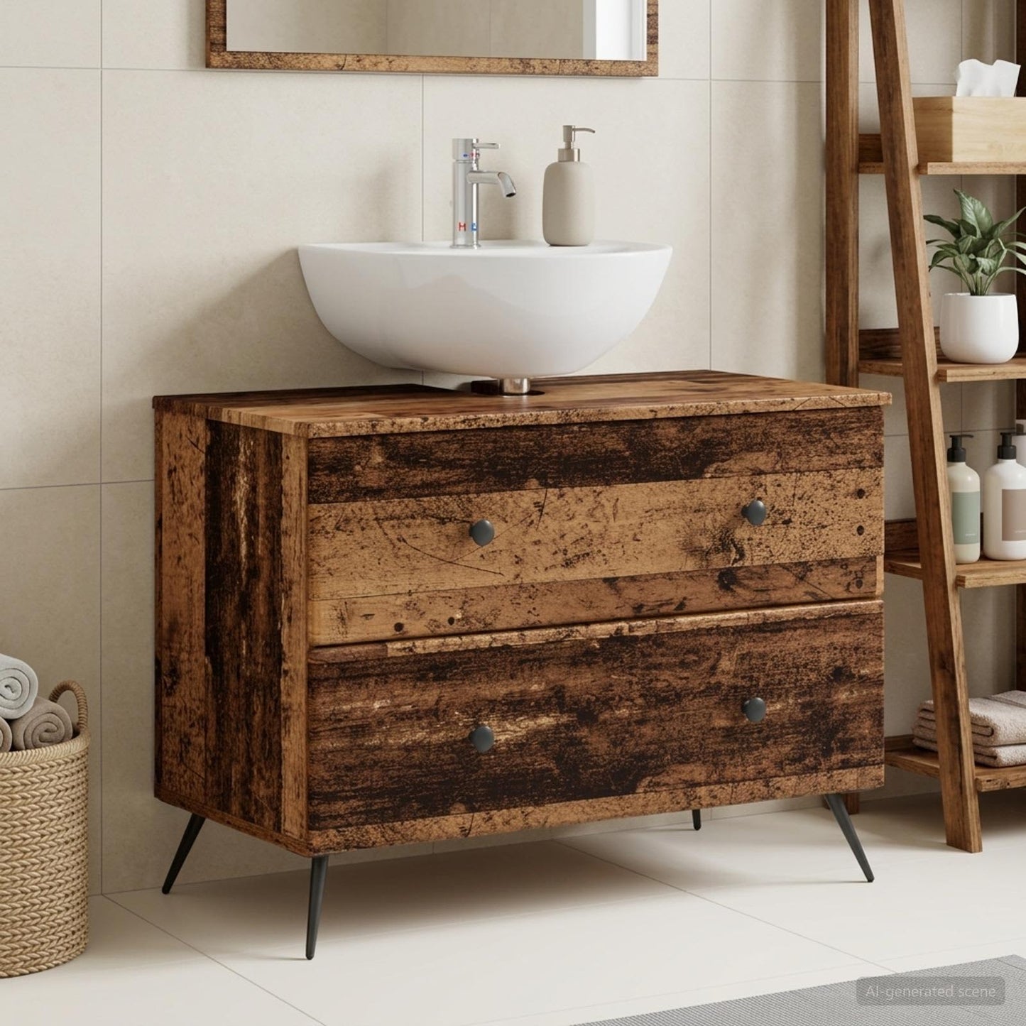 vidaXL Bathroom Sink Cabinet BREDA Old Wood 82 x 41x 59 cm