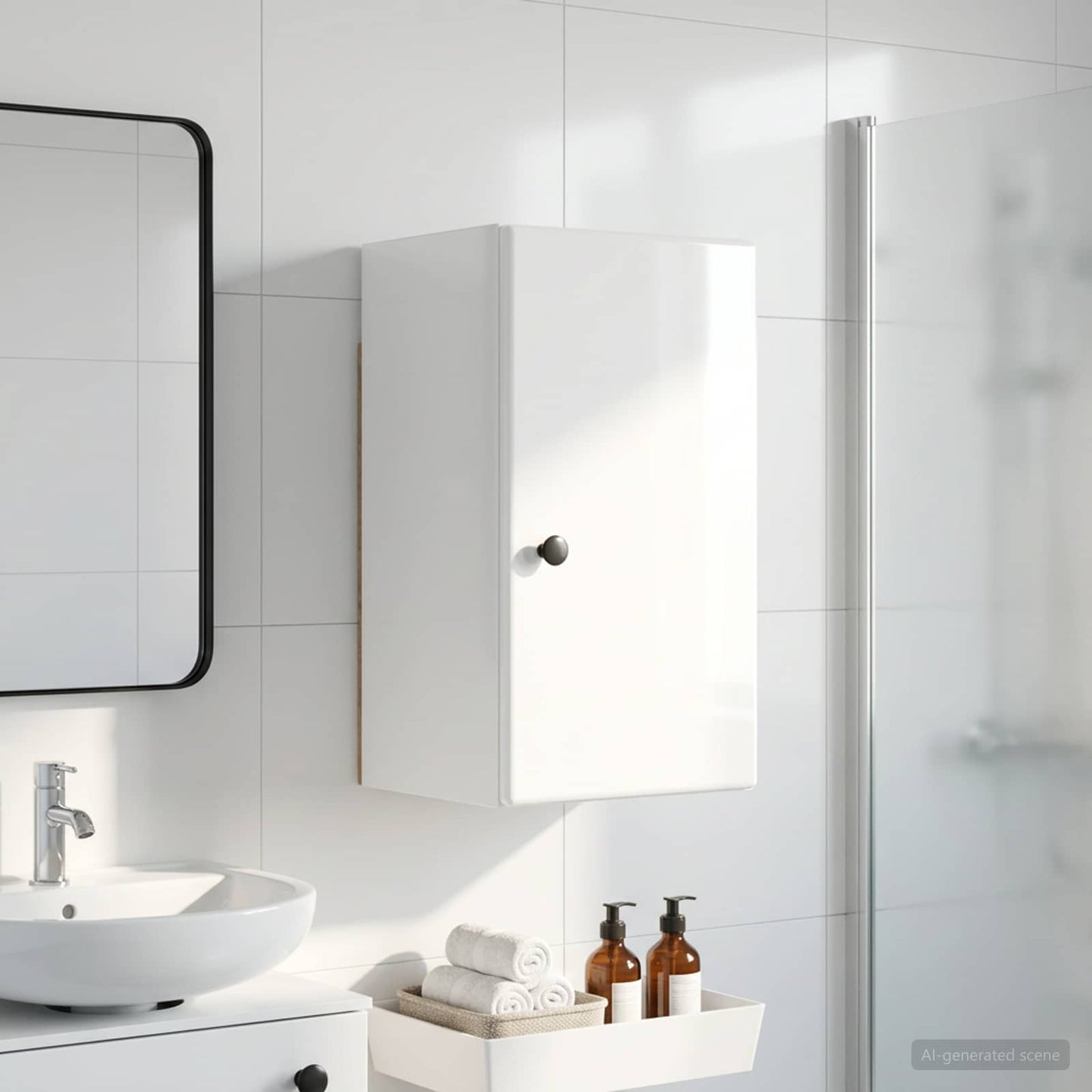 vidaXL Bathroom Wall Cabinet BREDA High Gloss White 30 x 31 x 59 cm