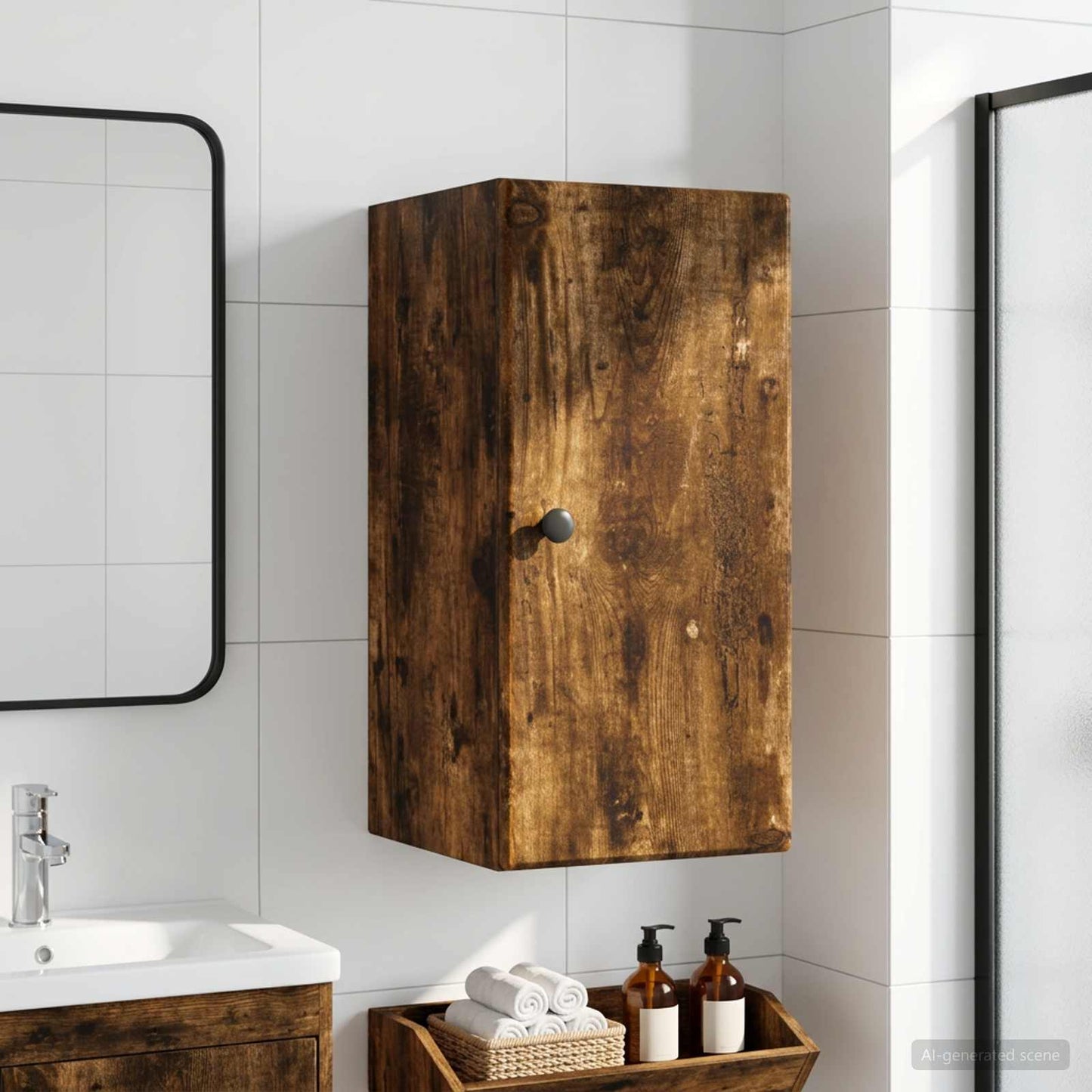 vidaXL Bathroom Wall Cabinet BREDA Smoked Oak 30 x 31 x 59 cm