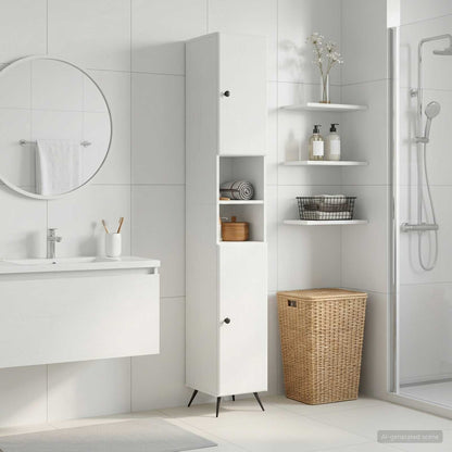 vidaXL Bathroom Cabinet with Open Shelf BREDA White 30 x 31 x 190 cm
