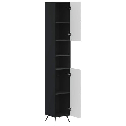 vidaXL Bathroom Cabinet with Open Shelf BREDA Black 30 x 31 x 190 cm