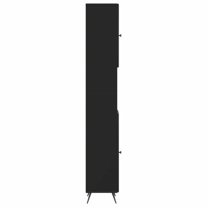 vidaXL Bathroom Cabinet with Open Shelf BREDA Black 30 x 31 x 190 cm