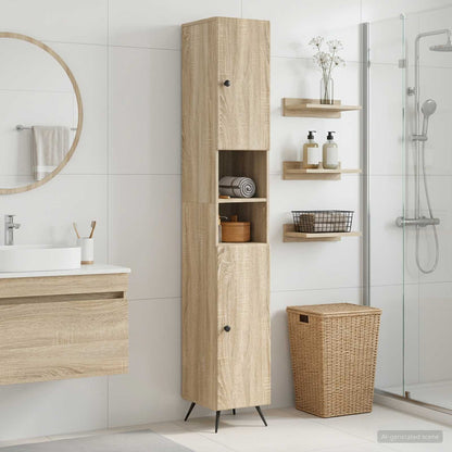vidaXL Bathroom Cabinet with Open Shelf BREDA Sonoma Oak