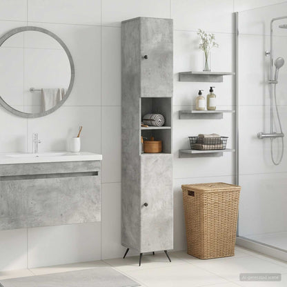vidaXL Bathroom Cabinet with Open Shelf BREDA Concrete Grey