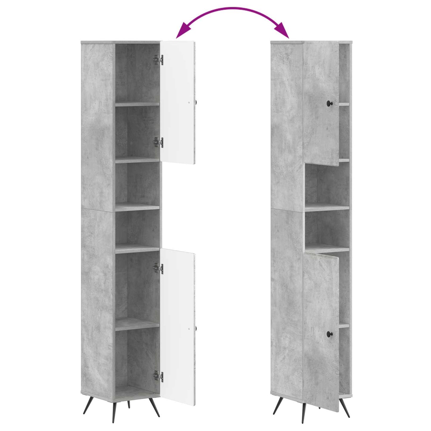 vidaXL Bathroom Cabinet with Open Shelf BREDA Concrete Grey