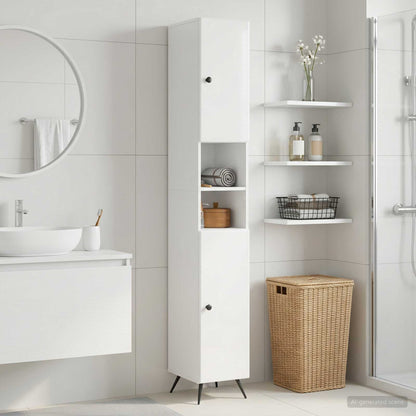 vidaXL Bathroom Cabinet with Open Shelf BREDA High Gloss White