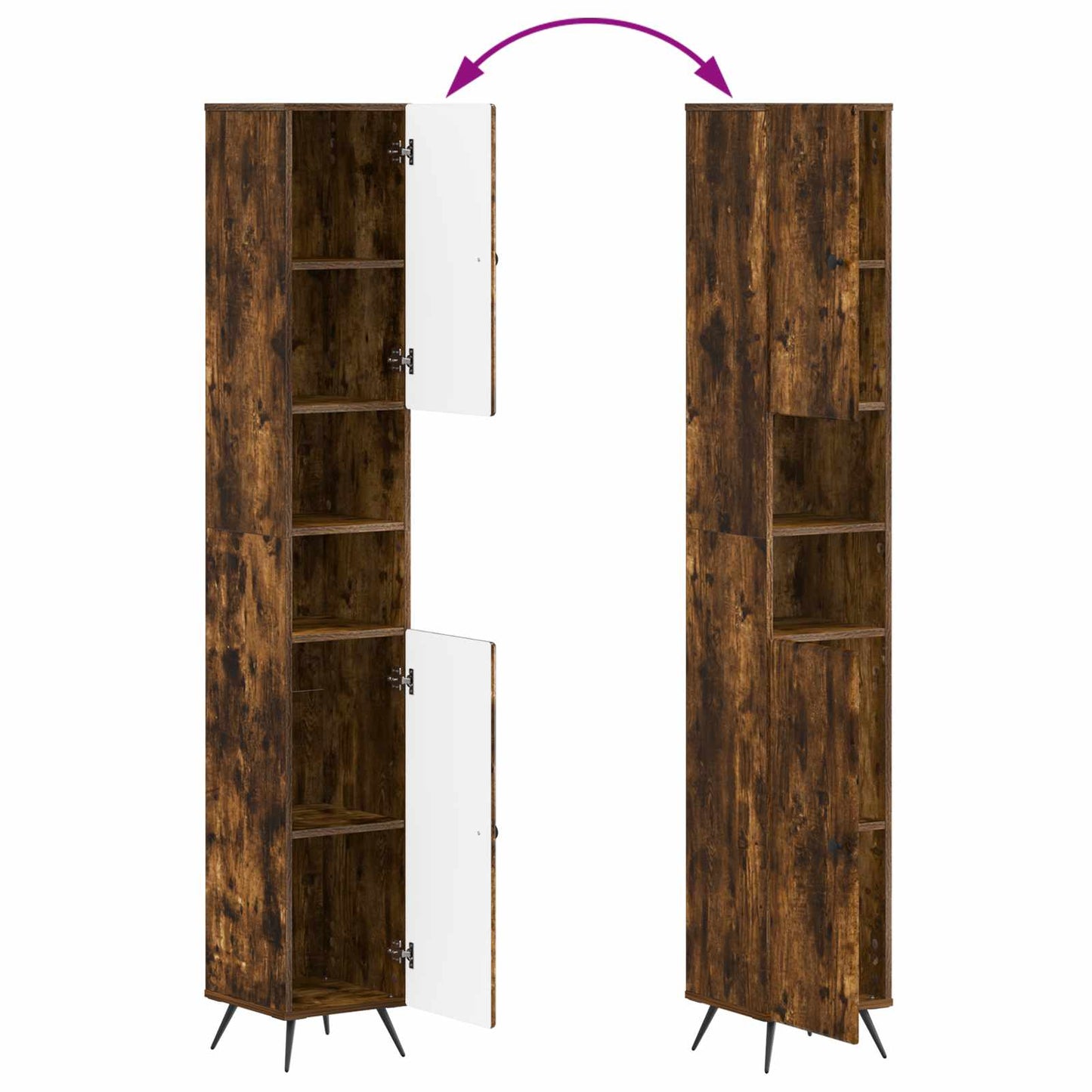 vidaXL Bathroom Cabinet with Open Shelf BREDA Smoked Oak