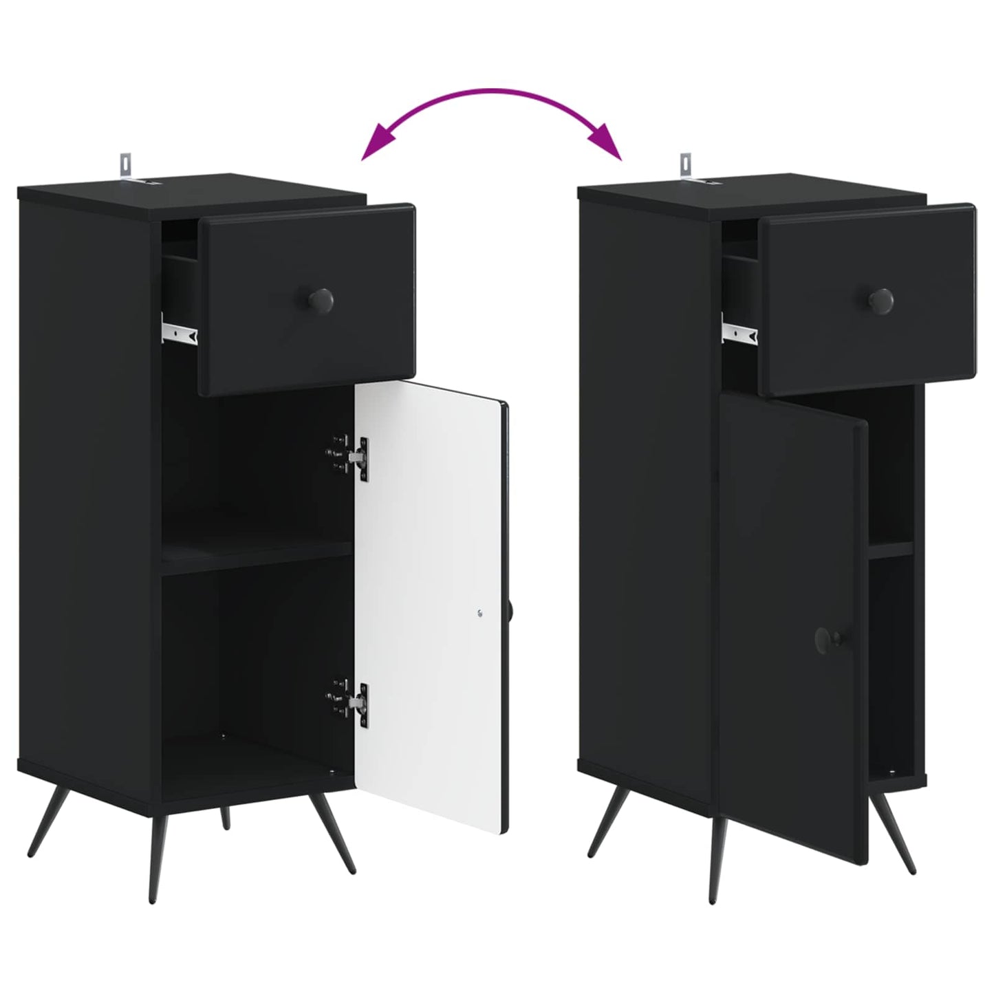 vidaXL Bathroom Storage Cainet BREDA Black 30 x 31 x 80 cm