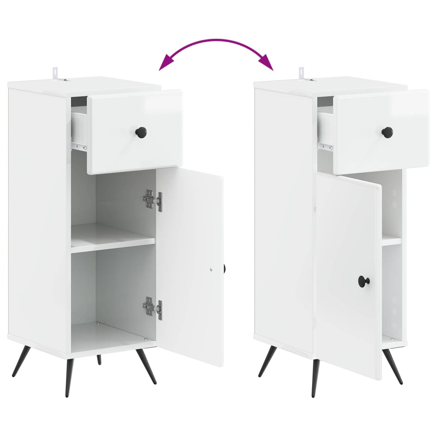 vidaXL Bathroom Storage Cainet BREDA High Gloss White 30 x 31 x 80 cm
