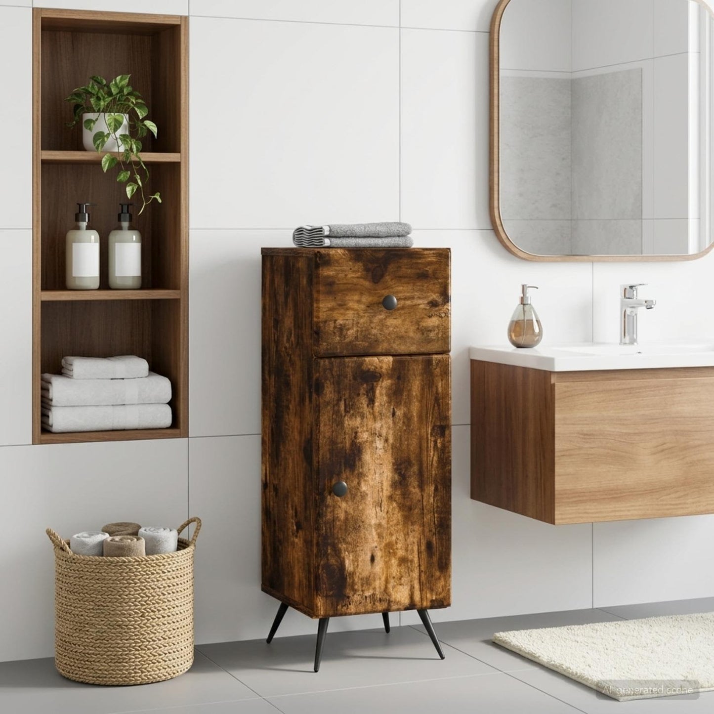 vidaXL Bathroom Storage Cainet BREDA Smoked Oak 30 x 31 x 80 cm