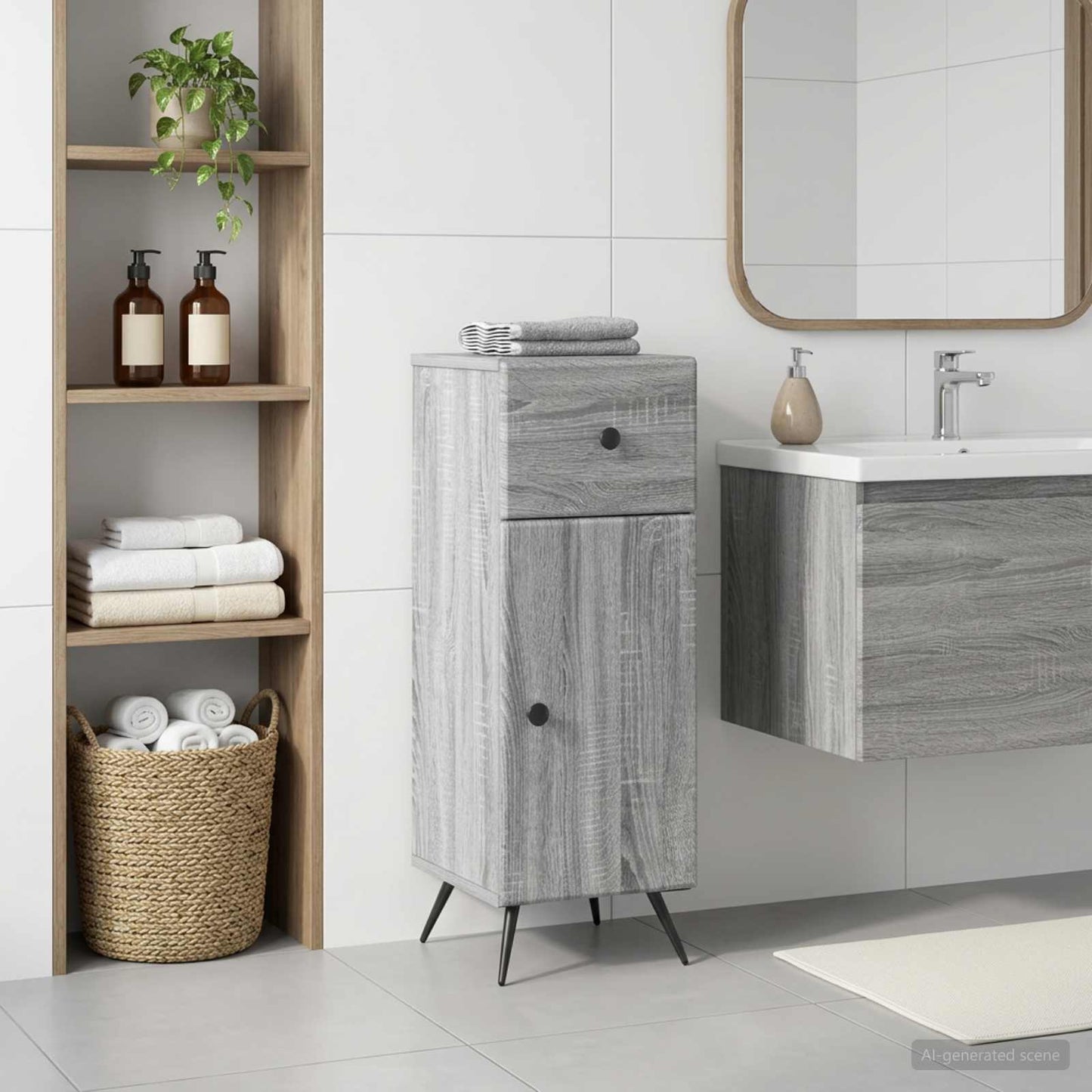 vidaXL Bathroom Storage Cainet BREDA Grey Sonoma 30 x 31 x 80 cm