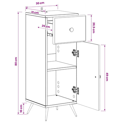 vidaXL Bathroom Storage Cainet BREDA Grey Sonoma 30 x 31 x 80 cm