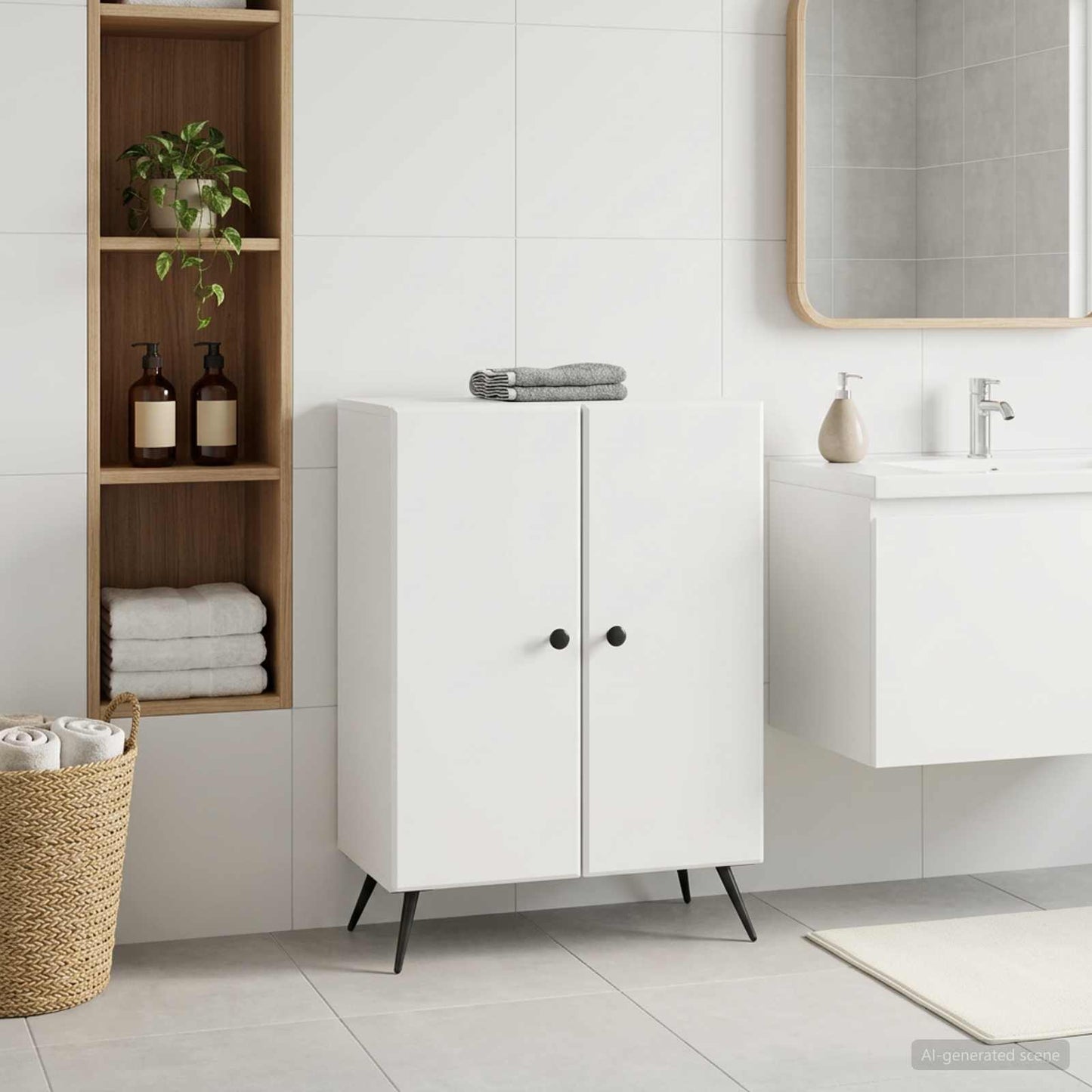 vidaXL Bathroom Storage Cainet BREDA White 59.5 x 31 x 80 cm