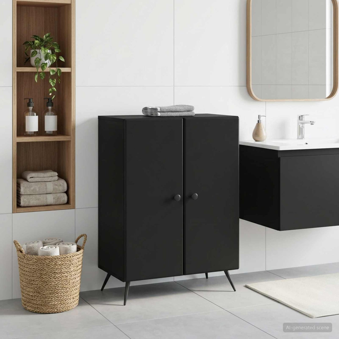 vidaXL Bathroom Storage Cainet BREDA Black 59.5 x 31 x 80 cm
