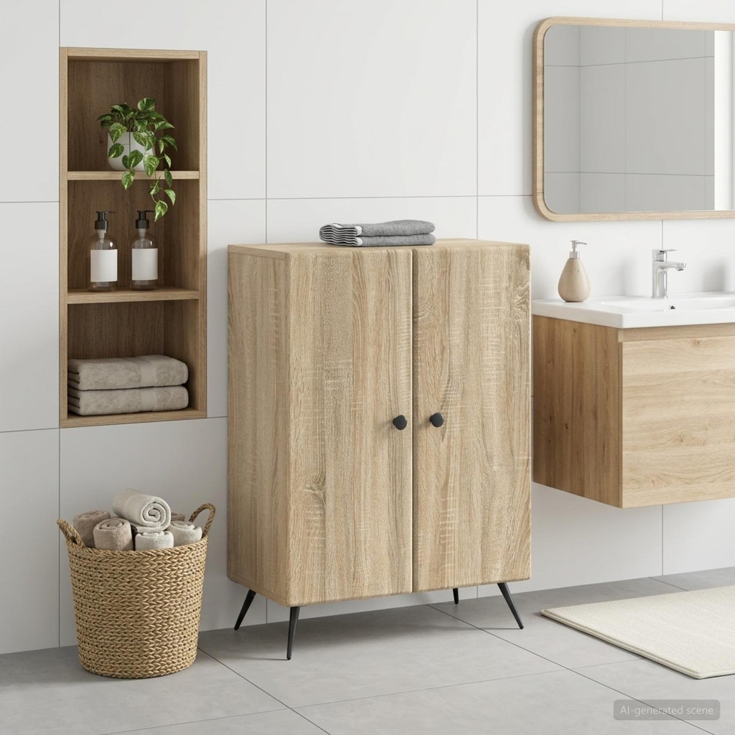 vidaXL Bathroom Storage Cainet BREDA Sonoma Oak 59.5 x 31 x 80 cm