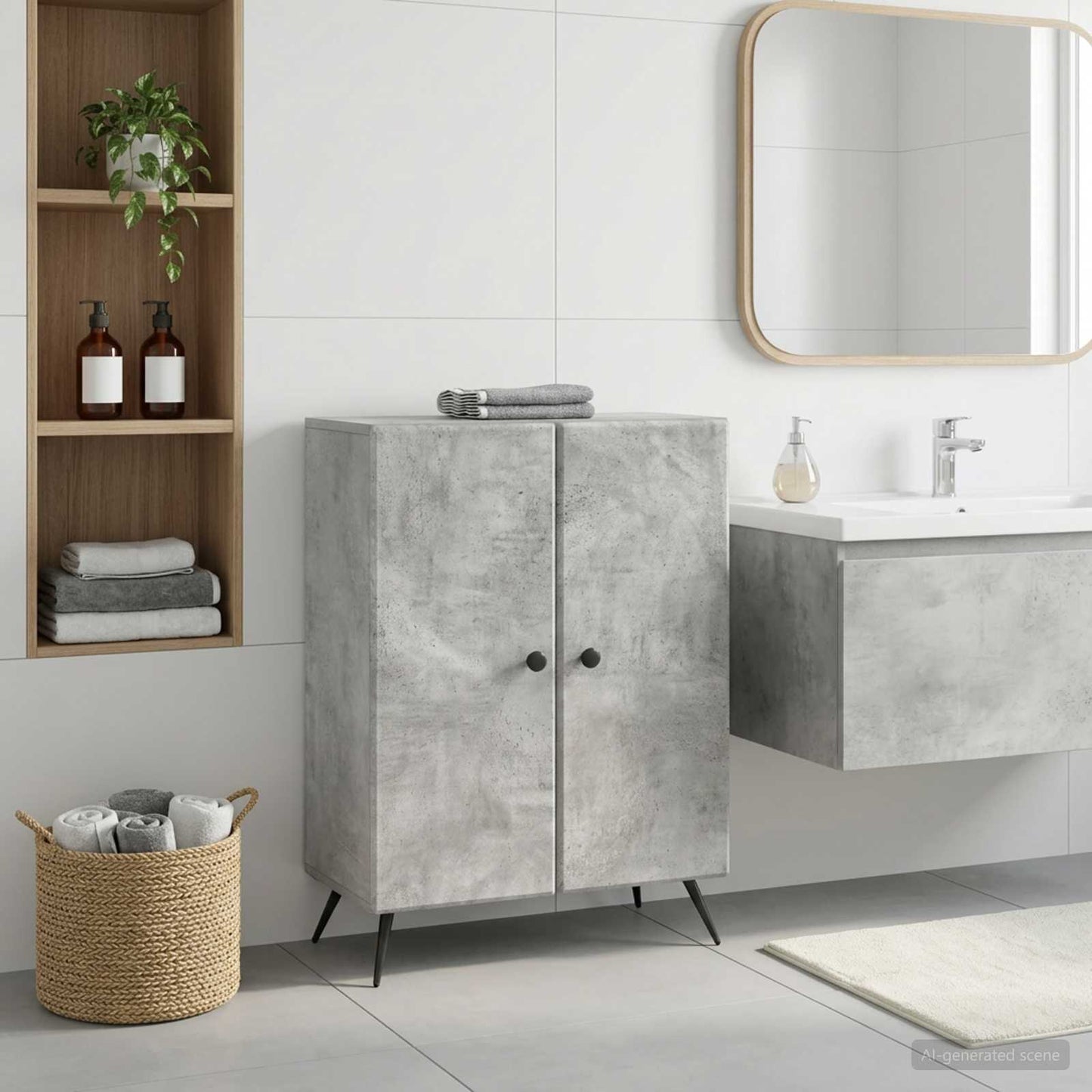 vidaXL Bathroom Storage Cainet BREDA Concrete Grey 59.5 x 31 x 80 cm