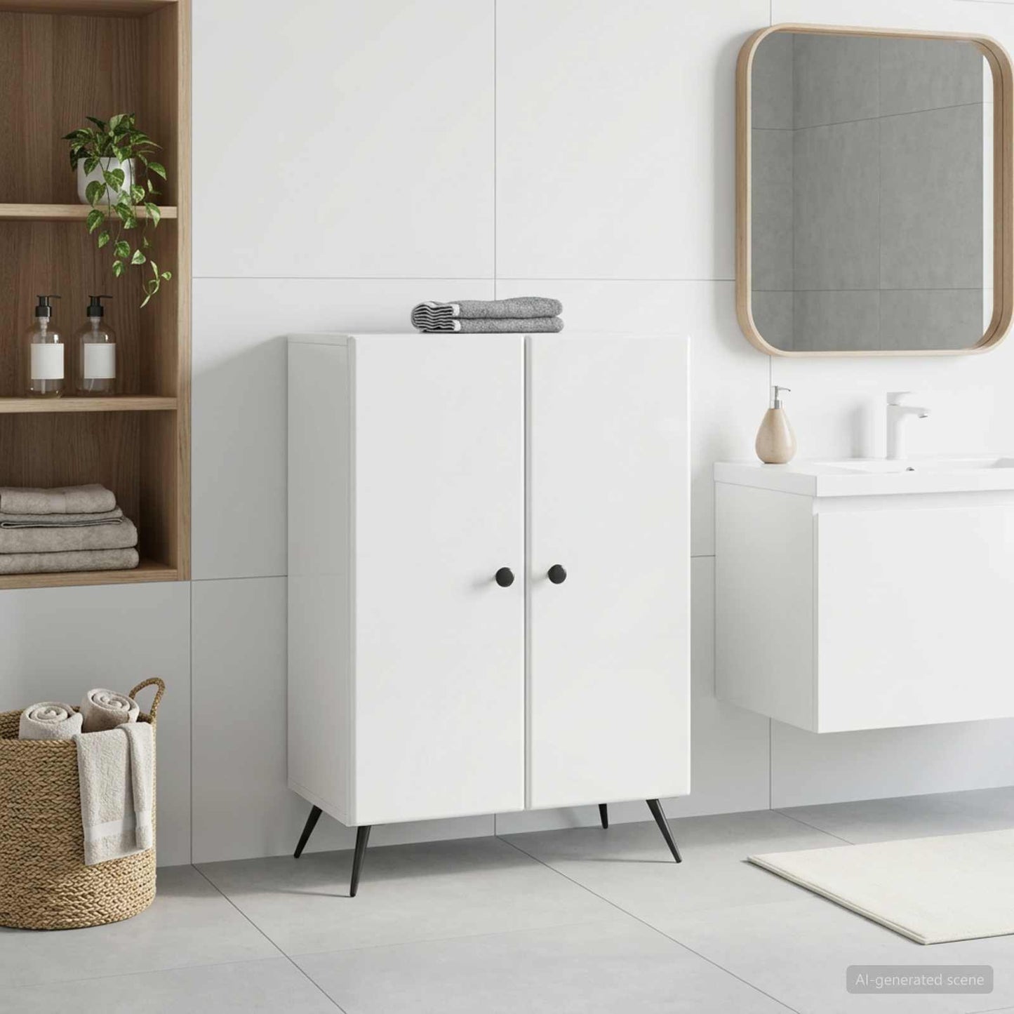 vidaXL Bathroom Storage Cainet BREDA High Gloss White