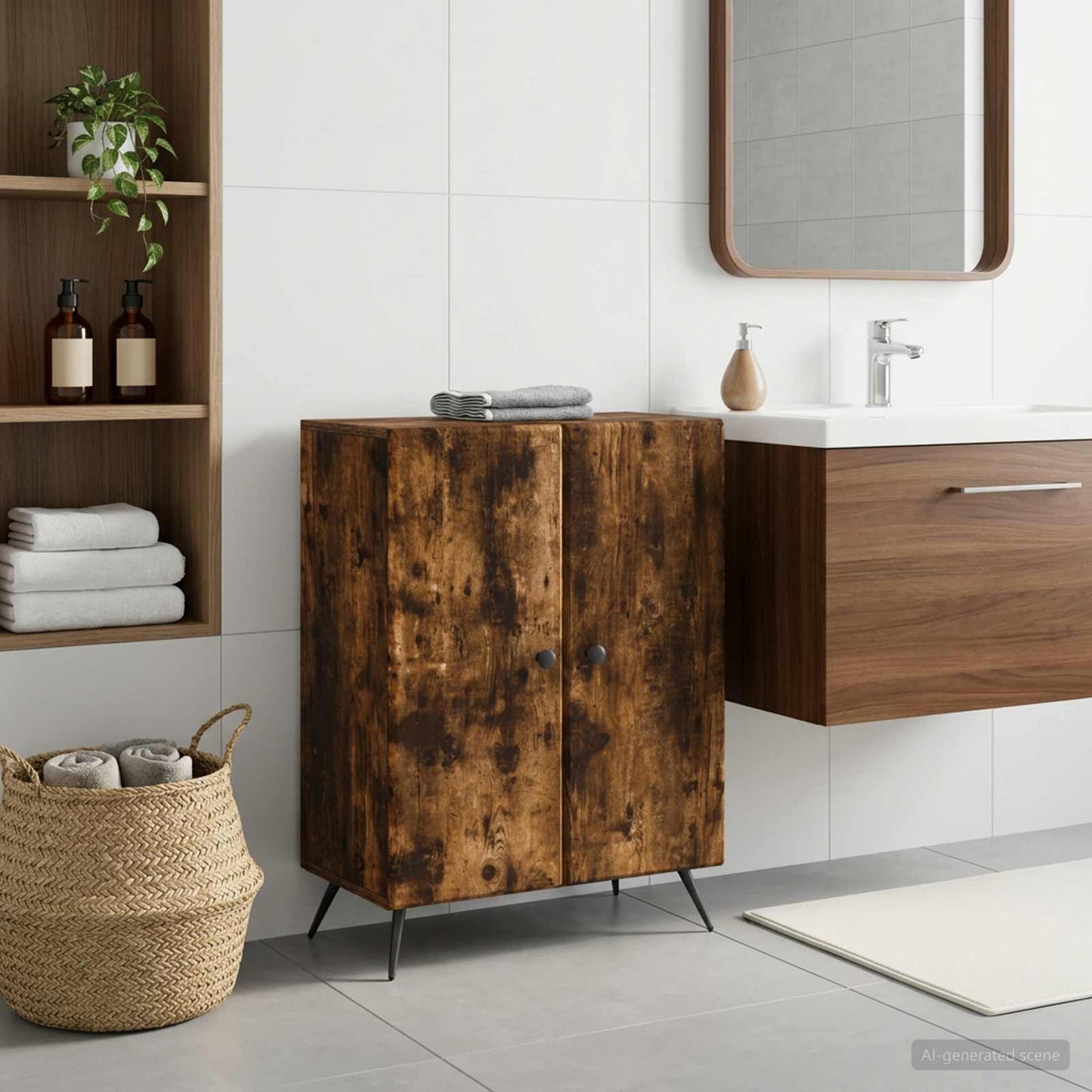 vidaXL Bathroom Storage Cainet BREDA Smoked Oak 59.5 x 31 x 80 cm