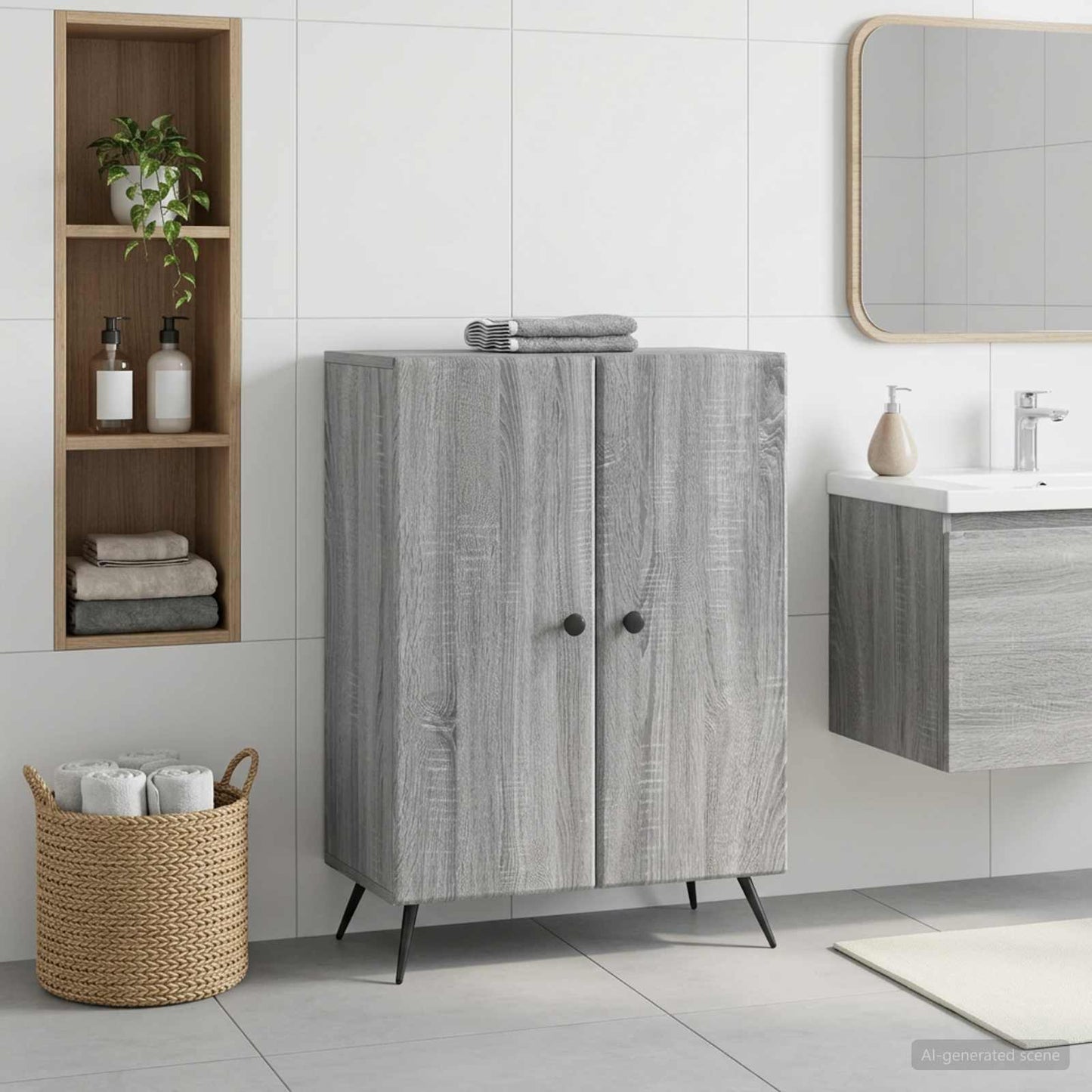 vidaXL Bathroom Storage Cainet BREDA Grey Sonoma 59.5 x 31 x 80 cm