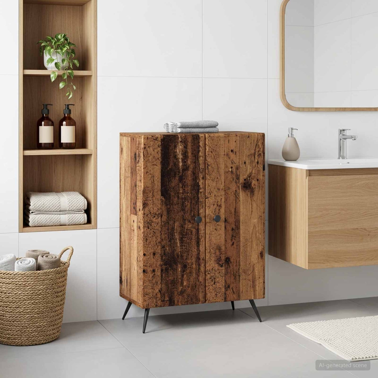 vidaXL Bathroom Storage Cainet BREDA Old Wood 59.5 x 31 x 80 cm